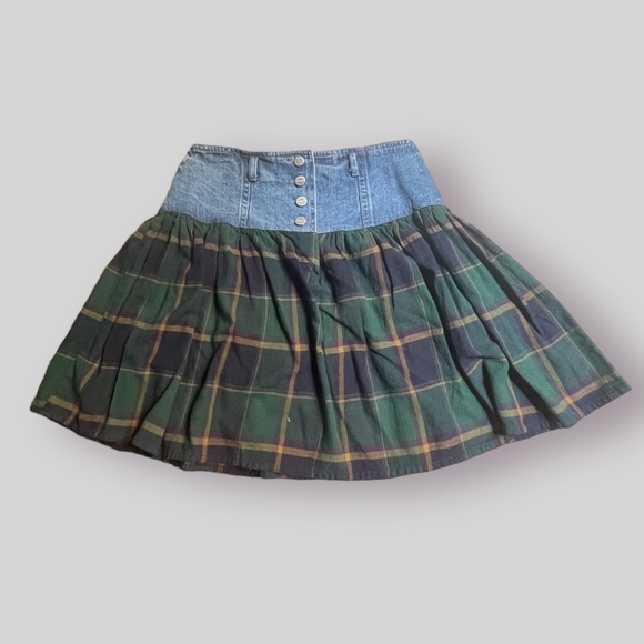 Vintage Jean/Plaid Skirt - Picture 1 of 4